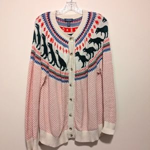 Womens Size 2X Modcloth Rawr Ambition Dinosaur Fair Isle Holiday Cardigan